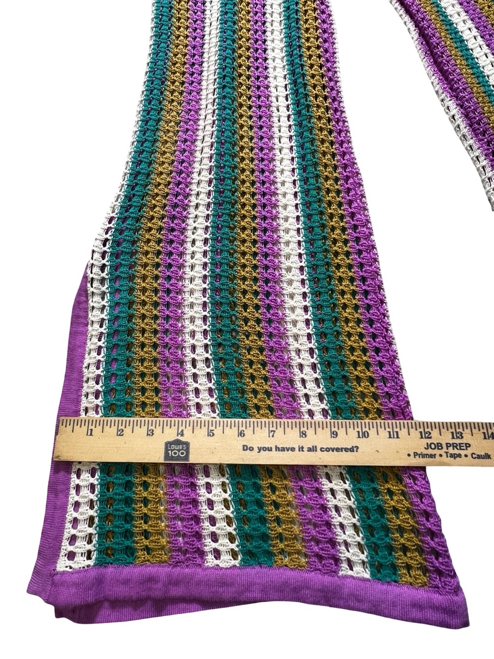 Hurley Crochet Beach Pants Striped purple Mesh Cover Up Wide Leg Women’s medium - Picture 4 of 11